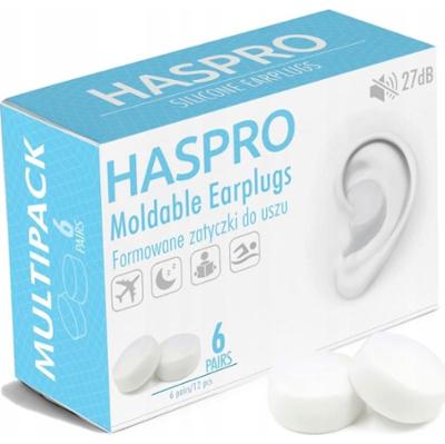 Haspro zatyczki do uszu formowane Mold 6P Białe 6 par