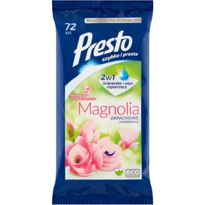 Presto Ściereczki nawilżane uniwersalne zapachowe magnolia 72 sztuk