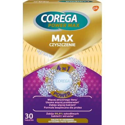 Corega Power Max Tabletki do codziennego czyszczenia protez zębowych max czyszczenie 30 sztuk