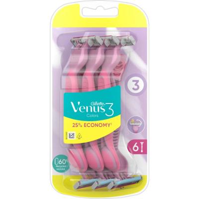 Gillette Venus 3 Colors Maszynki jednorazowe, liczba sztuk w opakowaniu: 6