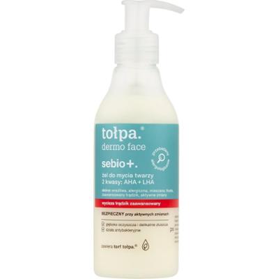 TOŁPA DERMO SEBIO+ Żel do mycia twarzy 2 kwasy: AHA i LHA, wycisza tradzik zaawansowany, 195 ml