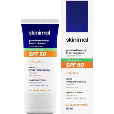 Skinimal SPF 50 przeciwsłoneczny krem z aloesem 50 ml