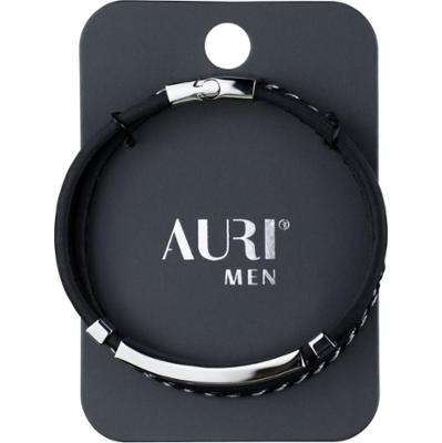 Auri Men bransoletka męska podwójna ekoskóra Czarna
