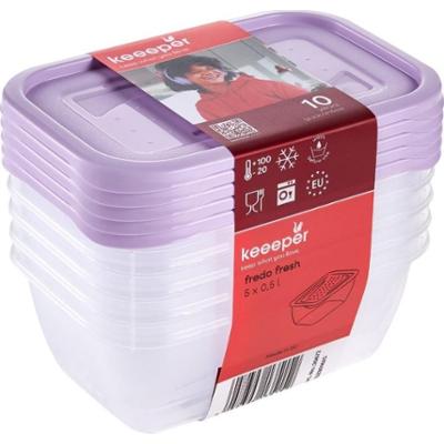 Keeeper Fredo fresh Violet 0,5l zestaw pojemników na żywność 5 sztuk