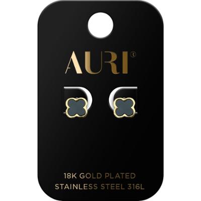 Auri Kolczyki Sztyfty Czarne Koniczyny