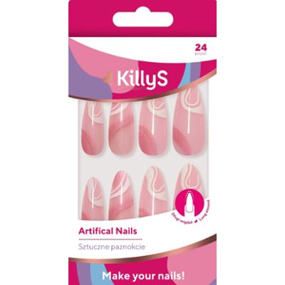 Killys Long Almond Pink Waves sztuczne paznokcie 24 szt.