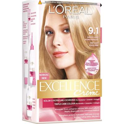 L'Oréal Paris Excellence Creme Farba do włosów 9.1 Bardzo jasny blond popielaty