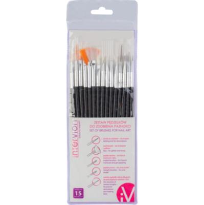 INTERVION pędzelki do zdobienia paznokci 15szt.