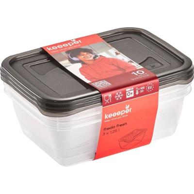 Keeeper Fredo Crystal Grey 1,25l Fresh zestaw pojemników na żywność 3 sztuki