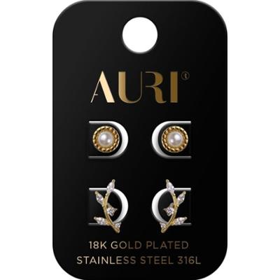 Auri Set kolczyki perły i cyrkonie 2 sztuki