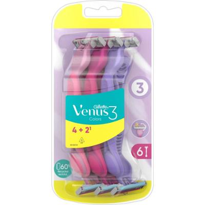 Gillette Venus 3 Colors Maszynki jednorazowe, liczba sztuk w opakowaniu: 6