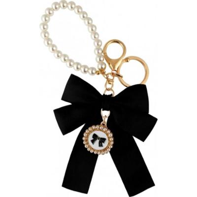 Ecarla Brelok z czarną kokardą i perłami 1 szt