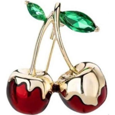 Ecarla Broszka ozdobna złote wisienki oblane złotem bz198 1 szt