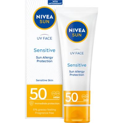 Nivea SUN Sensitive Krem ochronny do twarzy dla skóry wrażliwej SPF 50 50ml