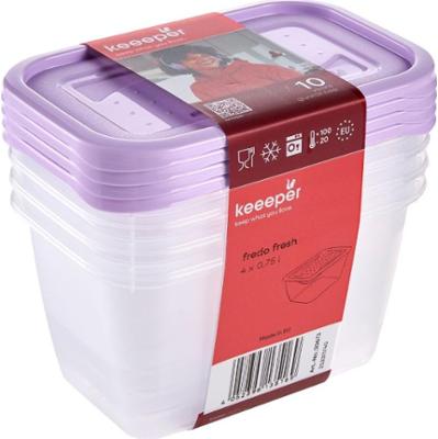 Keeeper Fredo Violet 0,75l Fresh zestaw pojemników na żywność 4 sztuki