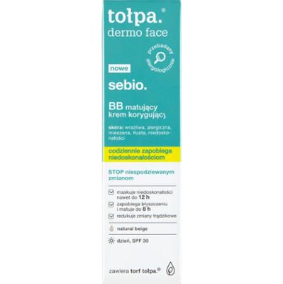 TOŁPA DERMO SEBIO Krem BB matowy korygujący, natural beige, 40 ml