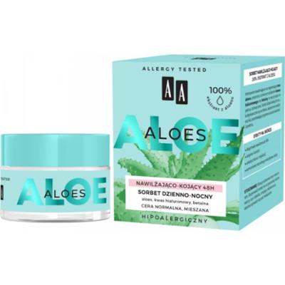 AA Aloes sorbet dzienno-nocny 48h nawilżająco-kojący 100% Aloe Vera Extract 50 ml