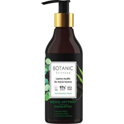 Botanic  Czarne Mydło Do Mycia Twarzy - Węgiel Aktywny - Eukaliptus 250Ml