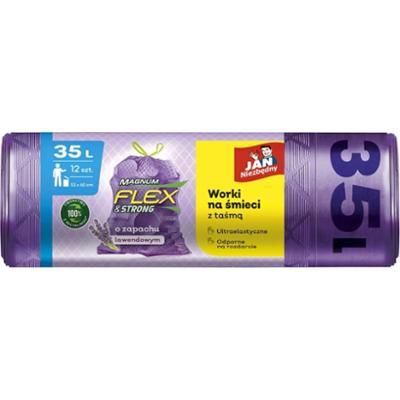 JAN NIEZBĘDNY Magnum Flex&Strong Lawenda worki na śmieci z taśmą 35 L 12 sztuk