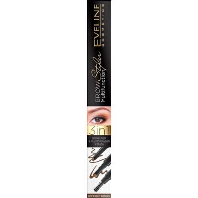 EVELINE Brow Multifunction Styler 3w1 medium brown - kredka do brwi