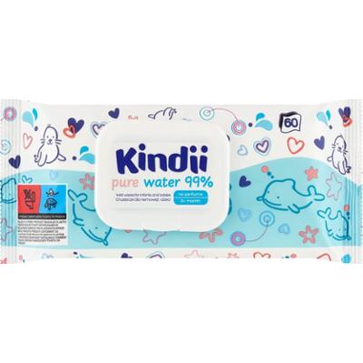 Kindii Pure Water 99 % Chusteczki dla niemowląt i dzieci 60 sztuk