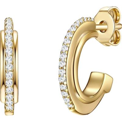 Glanzstücke München Srebrne kolczyki kreole srebro wysokiej próby Cyrkonia żółte złoto Kolczyki 1 ct Damski