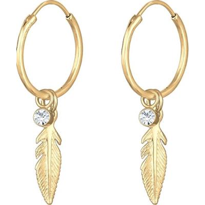 Elli Damskie kreole pióro zawieszka Boho Festiwal z kryształami w srebrze 925 Sterling Silver Kolczyki 1 ct