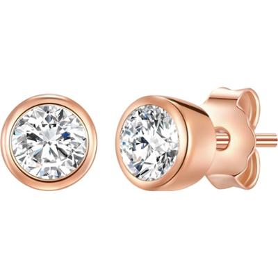 Rafaela Donata Srebrne kolczyki sztyfty srebro wysokiej próby Cyrkonia różowe złoto Kolczyki 1 ct Damski