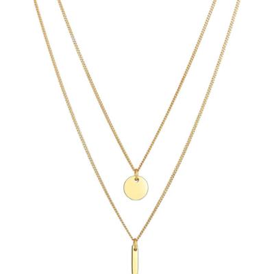 Elli Damska zawieszka z kółkiem płytką Geo z pozłacanego srebra próby 925 Sterling Silver Naszyjniki 1 ct Damski