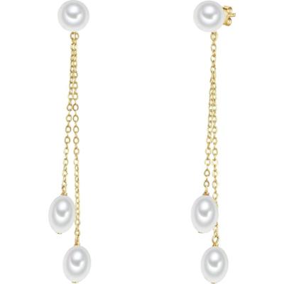 Valero Pearls Kolczyki wiszące srebrne srebro wysokiej próby Perła hodowlana słodkowodna żółte złoto 1 ct Damski
