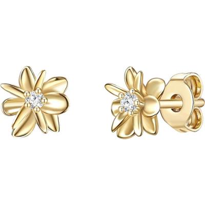 Glanzstücke München Srebrne kolczyki sztyfty Kwiat srebro wysokiej próby Cyrkonia żółte złoto Kolczyki 1 ct Damski