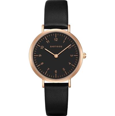 EASTSIDE Zegarek kwarcowy Rosehill Różowy złoty Skóra naturalna Czarny Zegarki damskie 1 ct Damski