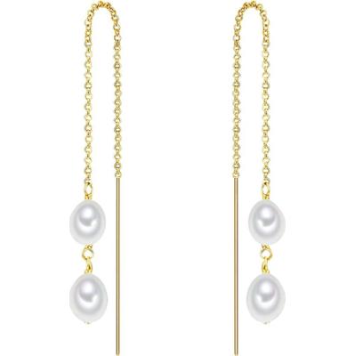 Valero Pearls Kolczyki wiszące z perłą srebro wysokiej próby Perła hodowlana słodkowodna różowe złoto 1 ct Damski