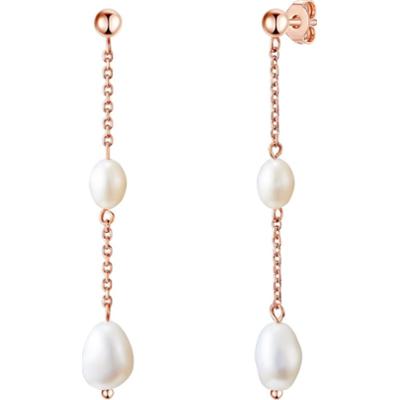 Valero Pearls Stal nierdzewna Perła hodowlana słodkowodna Kolczyki 1 ct Damski