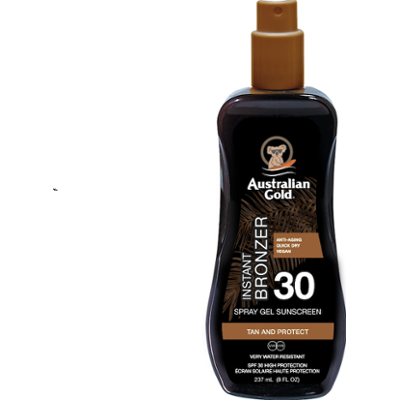 Australian Gold SPF 30 Spray Gel with Bronzer - Żel w sprayu do opalania z bronzerem Ochrona przeciwsłoneczna 237 ml