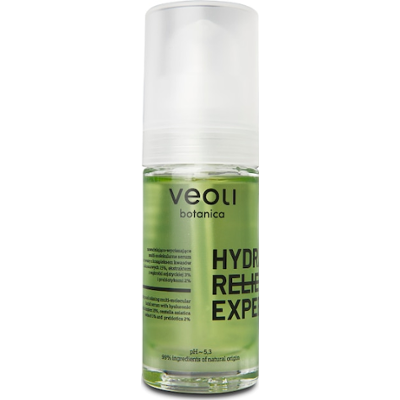 Veoli Botanica HYDRARELIEF EXPERT Multi-molekularne serum do twarzy z kompleksem kwasów hialuronowych 15%, ekstraktem z wąkrotki azjatyckiej 3% i preb