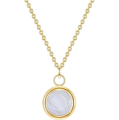 Glanzstücke München Naszyjnik srebrny srebro wysokiej próby niebieski koronkowy agat żółte złoto Naszyjniki 1 ct Damski