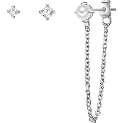 Glanzstücke München Srebrne kolczyki sztyfty srebro wysokiej próby Cyrkonia Perła hodowlana słodkowodna różowe złoto Kolczyki 1 ct Damski