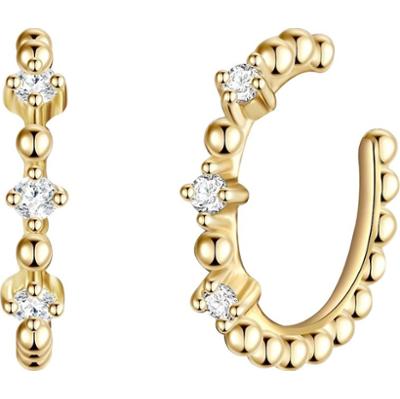 Glanzstücke München Srebrne klamry na ucho srebro wysokiej próby Cyrkonia żółte złoto Kolczyki 1 ct Damski