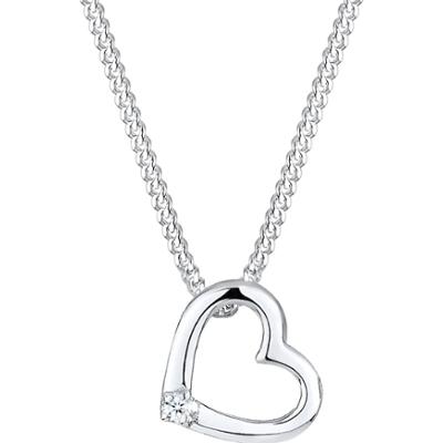Elli DIAMONDS Damski serce miłość wisiorek delikatny z diamentem (0.015 ct.) w srebrze 925 Sterling Silver Naszyjniki 1 ct