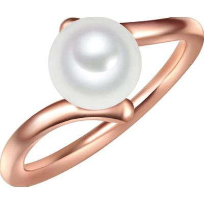 Valero Pearls Srebrny pierścionek srebro wysokiej próby Perła hodowlana słodkowodna różowe złoto Pierścionki 1 ct Biały Damski