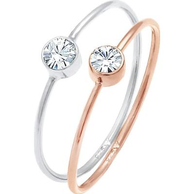 Elli Damski pierścionek do łączenia 2 części soliter Basic Bi-color w pozłacanym srebrze 925 Sterling Silver Pierścionki 1 ct