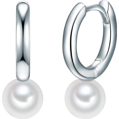 Valero Pearls Srebrne kolczyki kreole srebro wysokiej próby Perła hodowlana słodkowodna różowe złoto Kolczyki 1 ct Damski