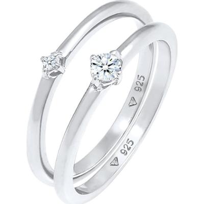 Elli DIAMONDS Ladies Solitaire Elegant Classic z diamentami (0,13 ct.) w 925 Sterling Silver Pierścionki 1 ct Damski