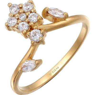 Elli Pierścionek damski z cyrkonią w szlifie markizowym ze srebra próby 925 i pozłacanym złotem ślubnym Pierścionki 1 ct Damski