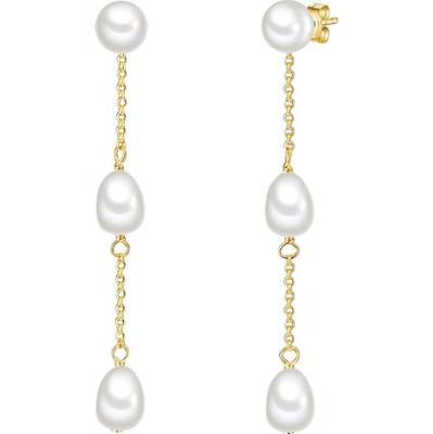 Valero Pearls Kolczyki wiszące z perłą srebro wysokiej próby Perła hodowlana słodkowodna różowe złoto 1 ct Damski