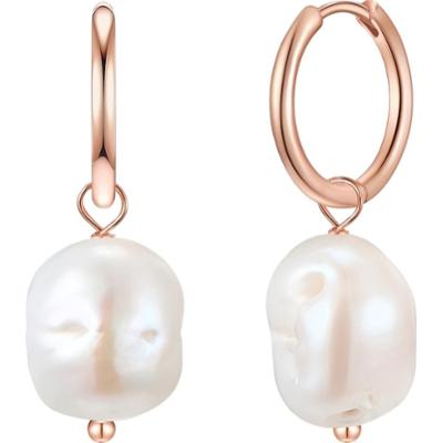 Glanzstücke München Srebrne kolczyki kreole srebro wysokiej próby Perła hodowlana słodkowodna różowe złoto Kolczyki 1 ct Damski