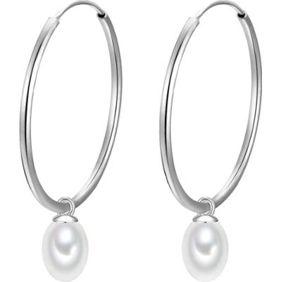 Glanzstücke München Srebrne kolczyki kreole srebro wysokiej próby Perła hodowlana słodkowodna srebrny Kolczyki 1 ct Damski