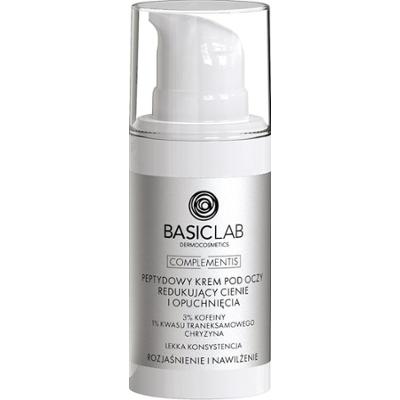 BasicLab PEPTYDOWY KREM POD OCZY REDUKUJĄCY CIENIE I OPUCHNIĘCIA Z 3% KOFEINY, 1% KWASU TRANEKSAMOWEGO, O LEKKIEJ KONSYSTENCJI, ROZJAŚNIENIE I NAWILŻE