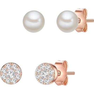 Glanzstücke München Srebrne kolczyki sztyfty srebro wysokiej próby Cyrkonia Perła hodowlana słodkowodna różowe złoto Pierścionki 1 ct Damski